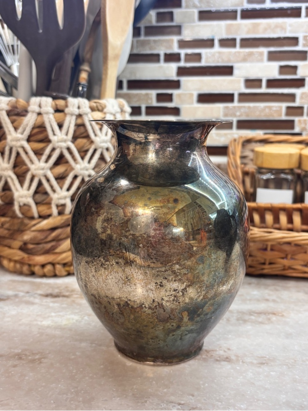 Reed & Barton Silver Plated Vase 5072 Silver Plated Mid Century 6 Inches Tall
